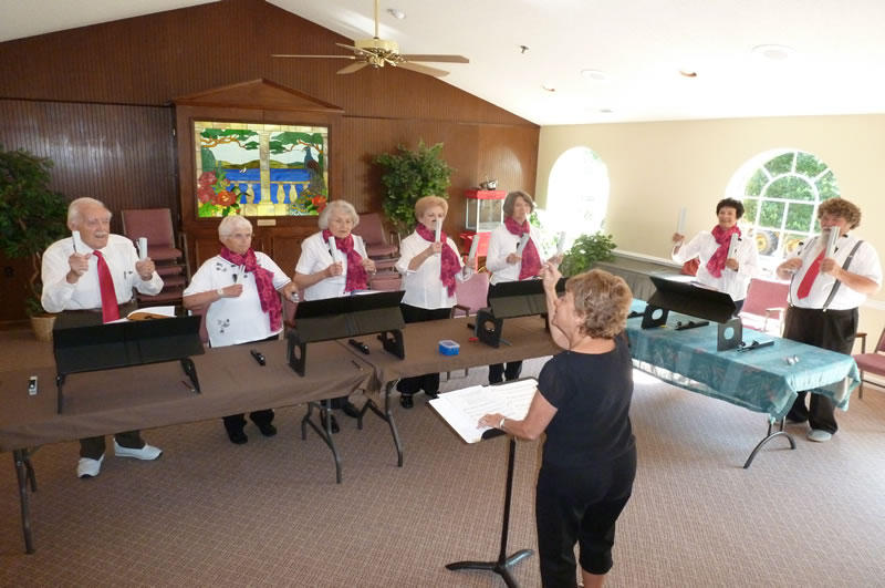 The chimes choir in rehearsal